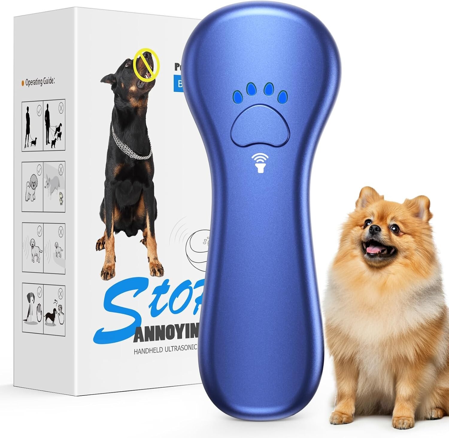 Compact USB Rechargeable Anti Barking Device with 16.4 Ft Range for Dog Training