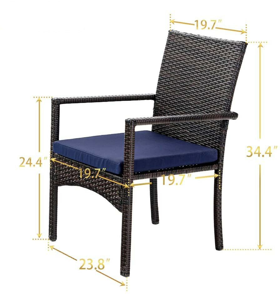 Set of 2 Patio Wicker Chair Rattan Chairs Outdoor Furniture with Cushions