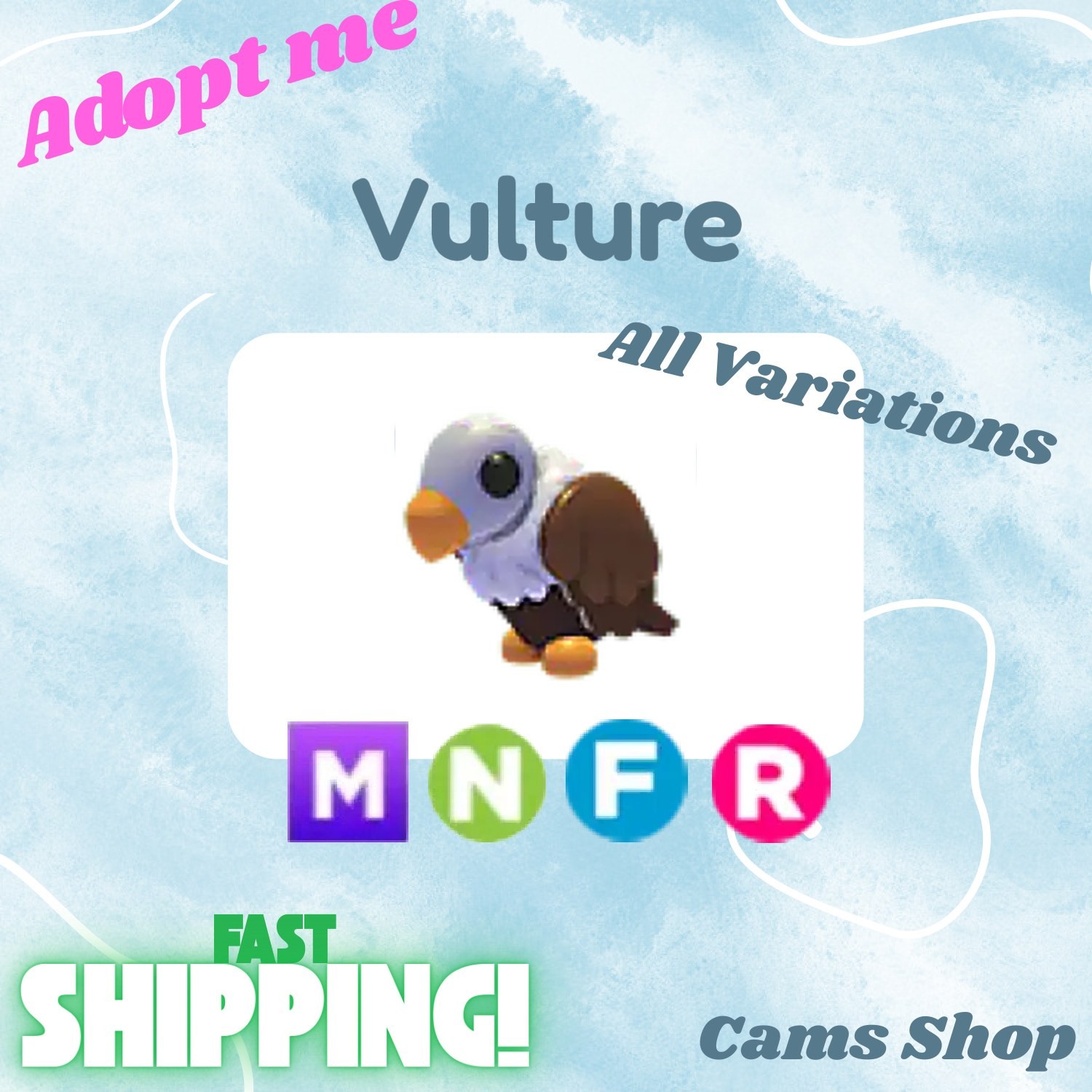Vulture | All Variations No Pot, FR, NFR, Mega, MFR - Adopt From Me Pets