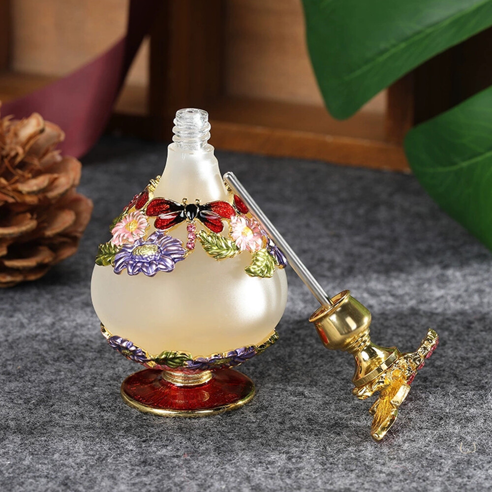 25ml Butterfly Pattern Perfume Bottle Glass Refillable Cosmetic Container Decor