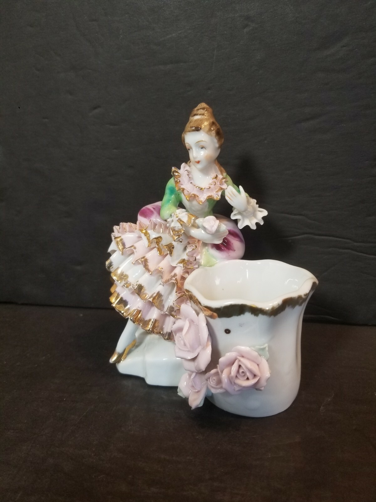 Lace Figurine Planter  5 1/2" H.