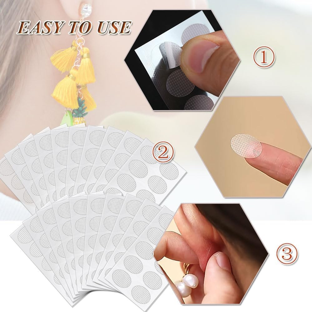 Earring Stickers for Split Earlobes, 200 Pcs Earring Support Patches for Heavy E
