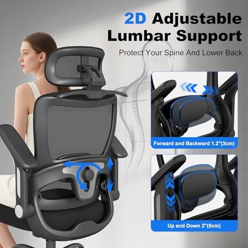 ZZH Ergonomic Office Chair High Back Home Desk Chair Adjustable Lumbar Support