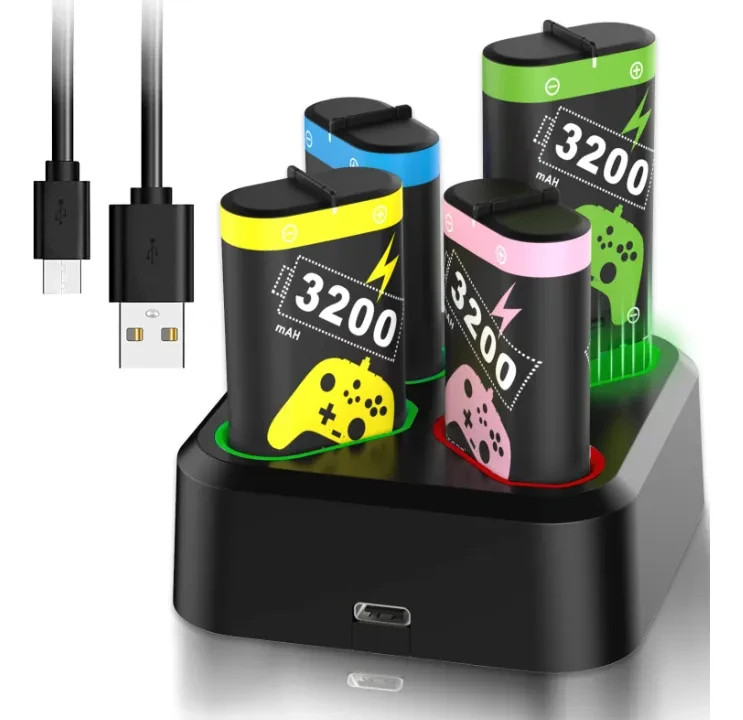 4*3200 mWh Battery Pack for Xbox Series X|S/Xbox One X|S with Xbox One Charger