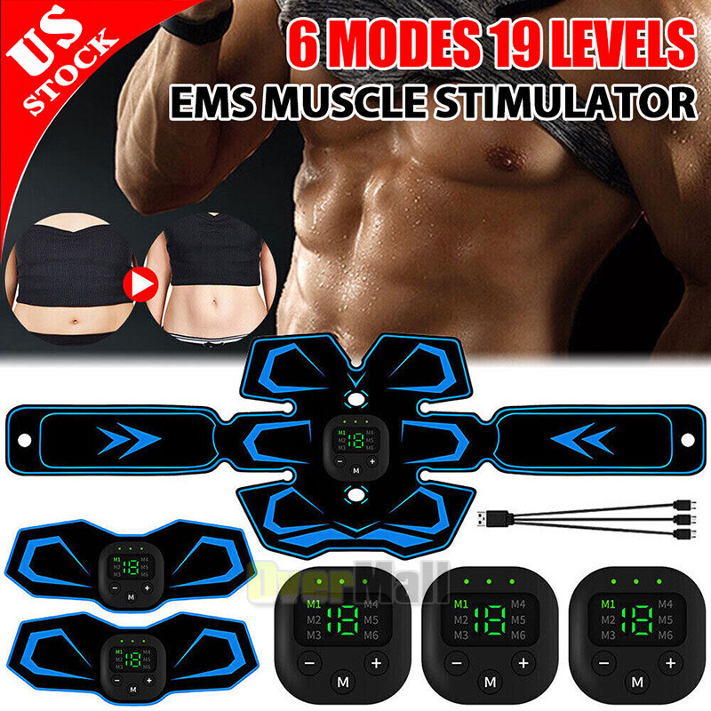 Rechargeable EMS Abs Trainer Arms & Hips Muscle Stimulator Abdominal Training