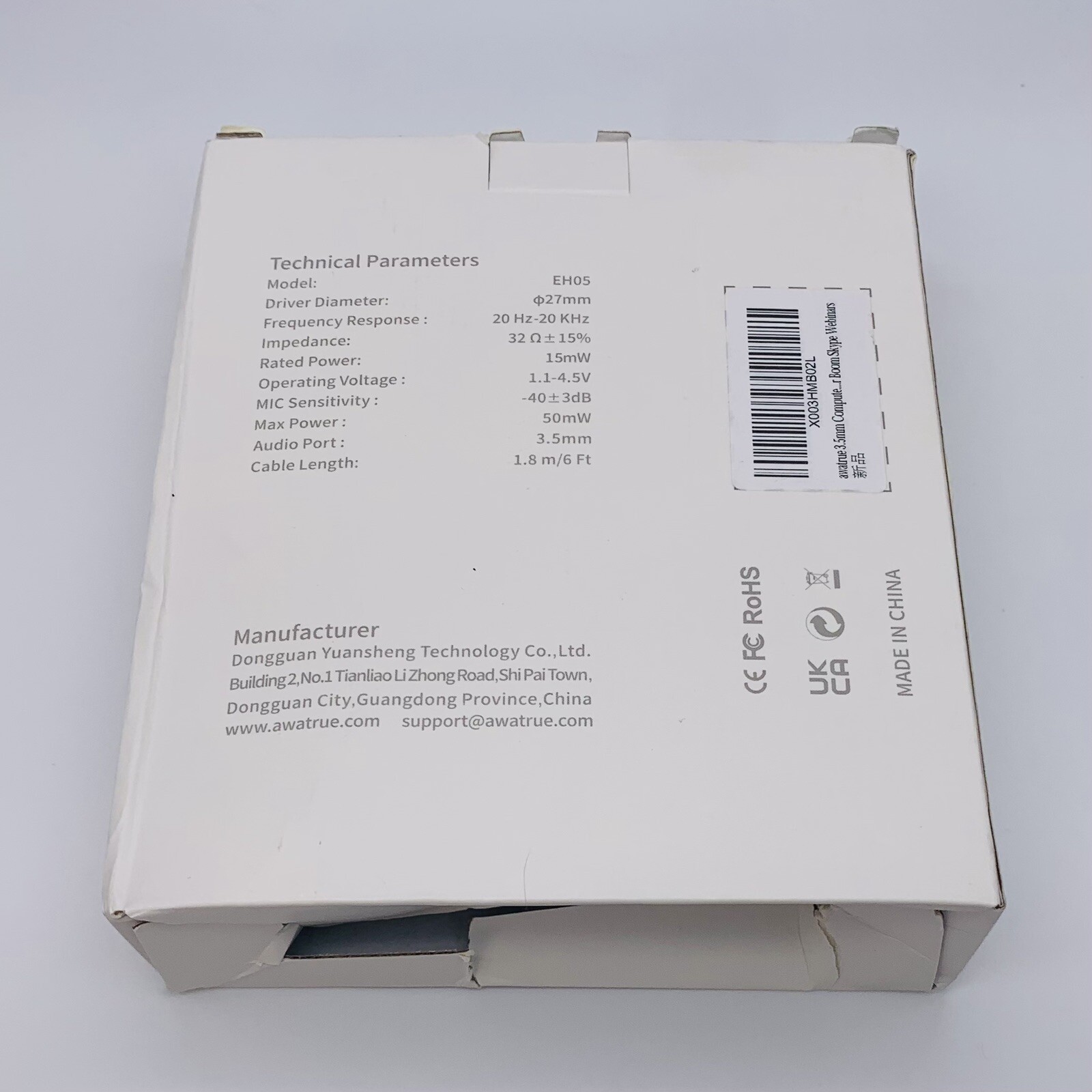 Awatrue Computer Headset EH05 with Microphone Wired 3.5mm Jack Black - Open Box