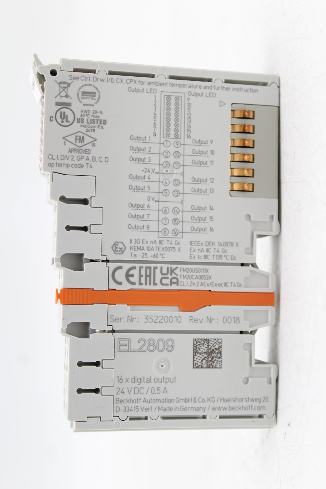 Beckhoff EL2809 16-Channel EtherCAT Digital Output Module