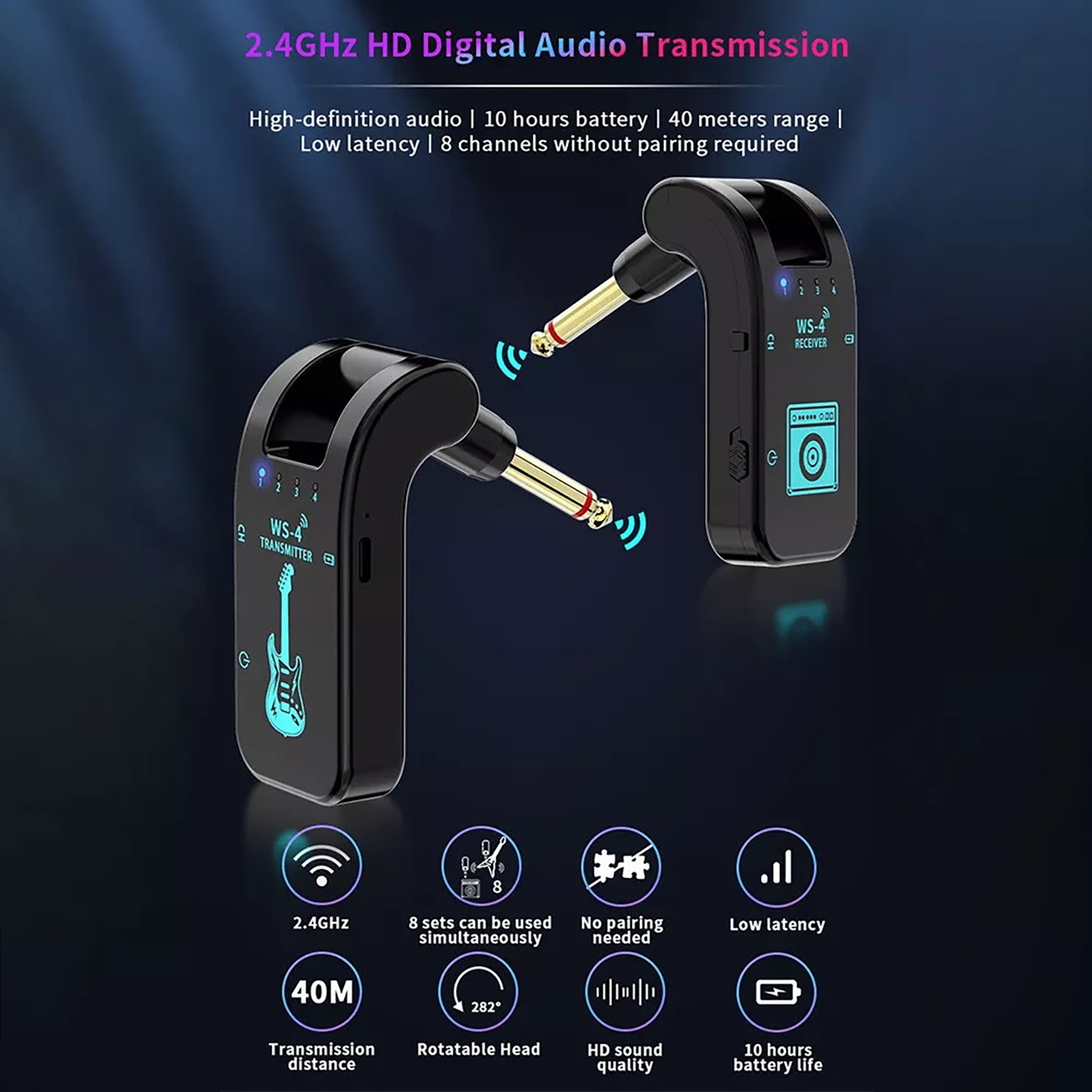 Excellent Quality 2.4G Wireless Guitar Rechargeable Transmitter And Receiver