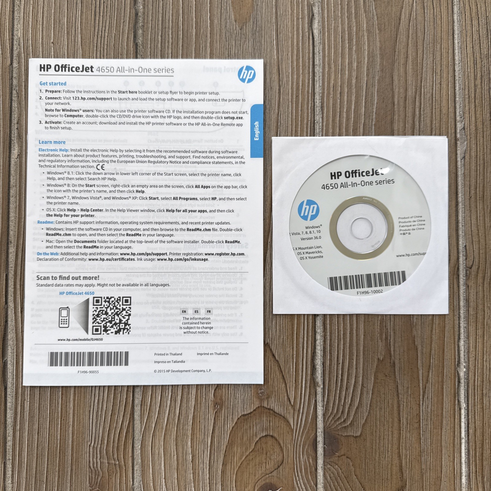 HP Officejet 4650 All-in-One Series CD-ROM Software & Manual For Windows