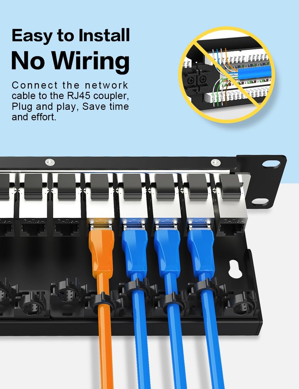 12 Port Keystone Patch Panel CAT6a Rackmount Wall Mount 1U 10 Inch Network