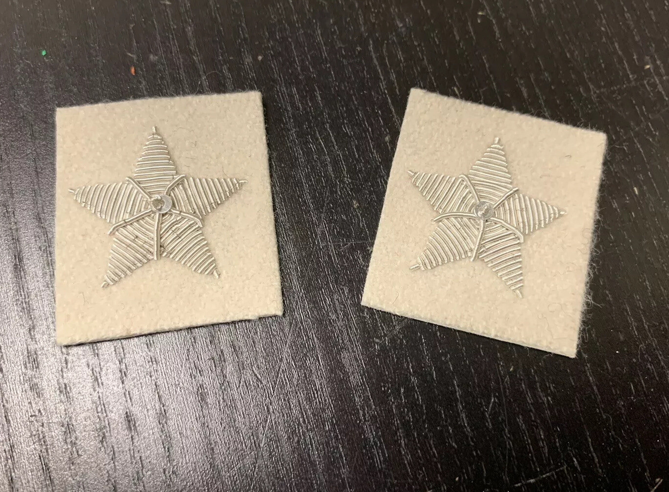 SILVER Officer Stars - BUFF Background - 1 Star Major, Brig GENERAL pair - New.