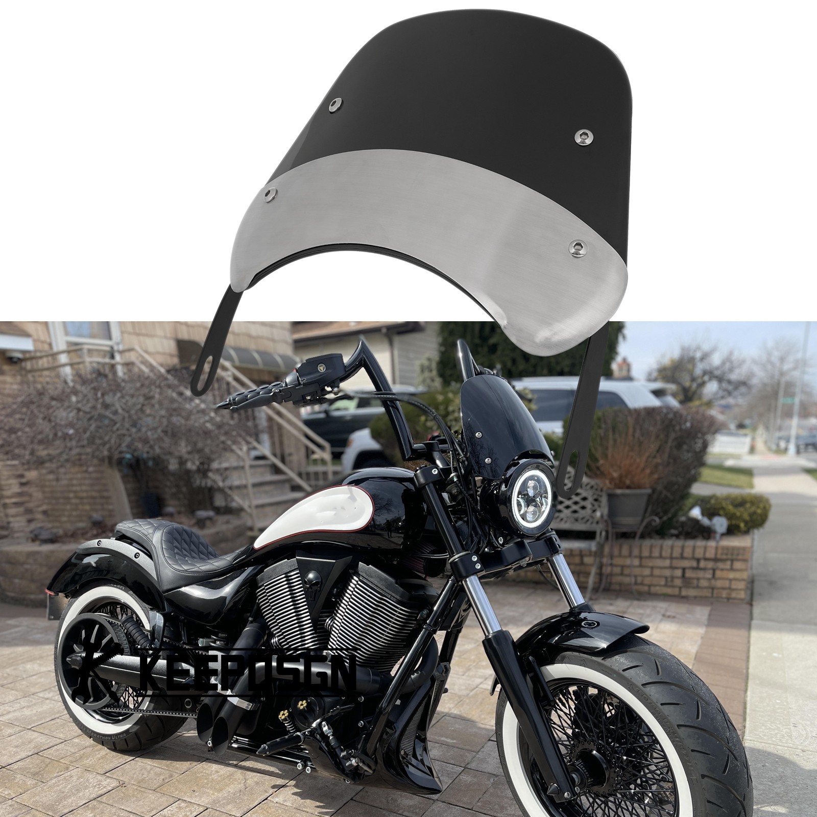 Motorcycle 5''-7" Round Headlight Windshield Windscreen For Victory High Ball