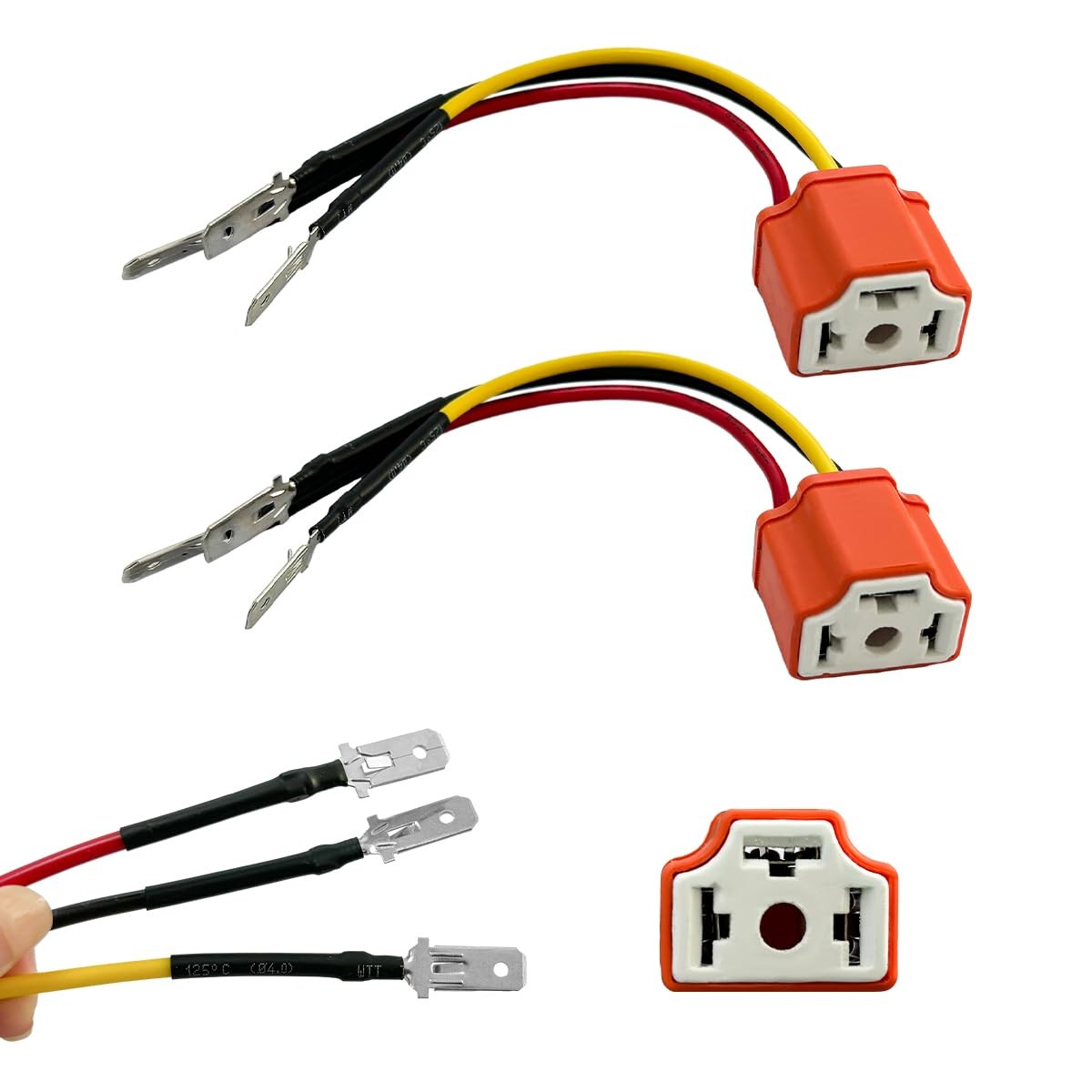 povtii 2PCS Ceramic H4 9003 HB2 Wiring Harness Headlight Socket, Pigtail...