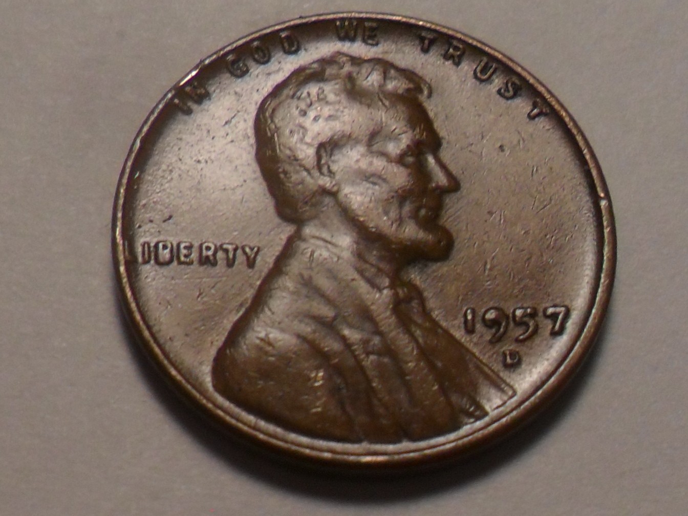 1957-D NICE "3 OBVERSE DIE-CHIP! "ERROR"  LINCOLN COPPER CENT "ACTION" COIN!!!!!