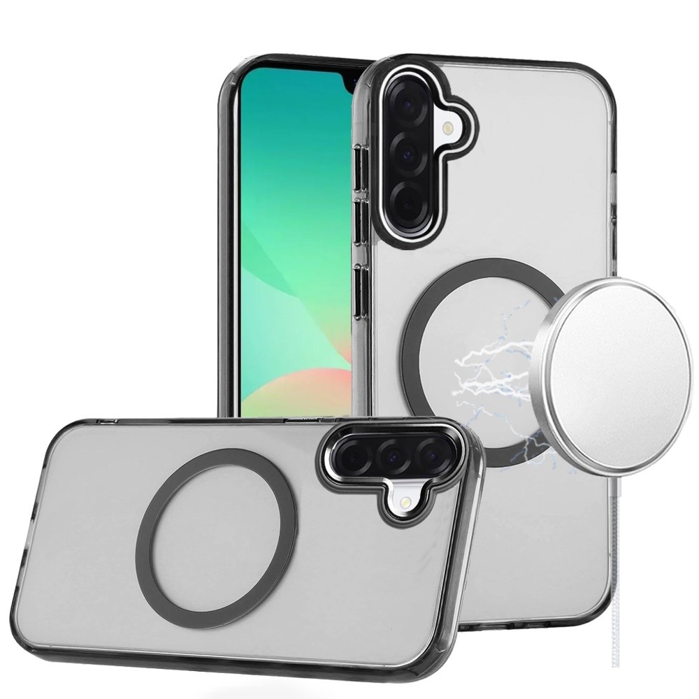 For Samsung A27 5G Case Trans-Clear Metal Buttons Phone Cover + Tempered Glass