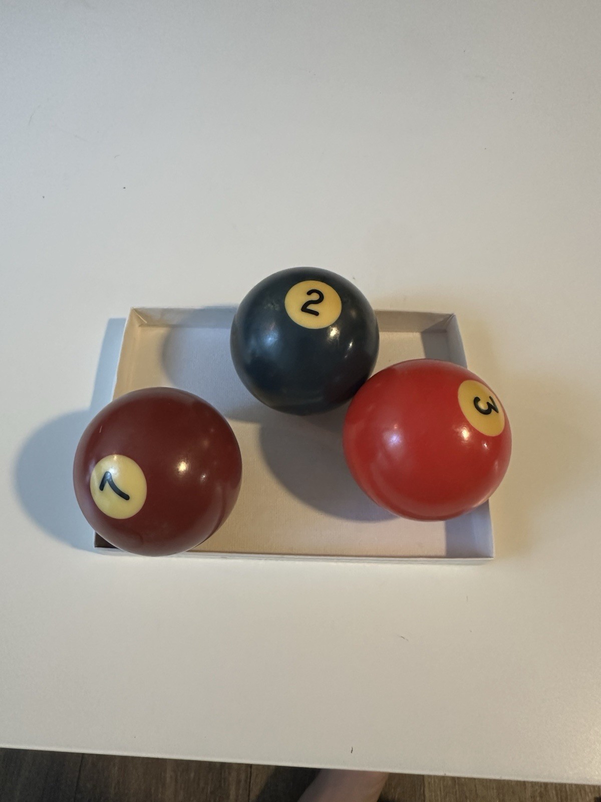 Set Of 3 Vintage Billiards Pool Balls 7, 2, And 3 Burgundy, Red, And Green 1970s
