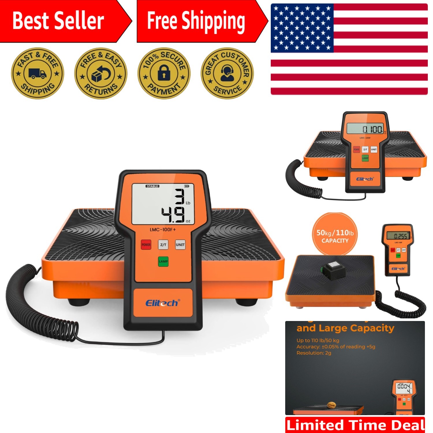 LMC-100F+ Refrigerant Charging Weight Scale 110Lbs Freon Scale High Precision...