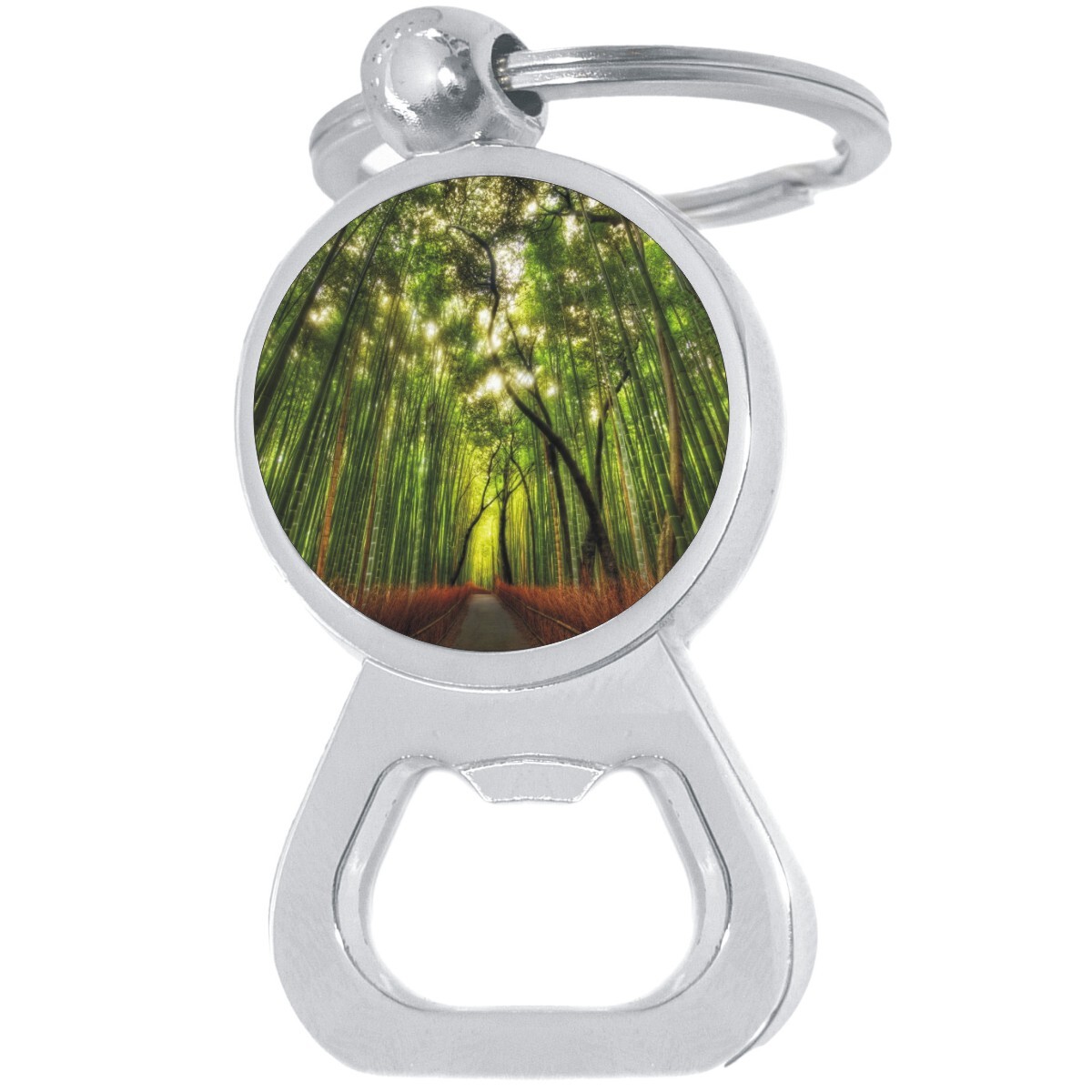 Bamboo Forest Japan Bottle Opener Keychain - Metal Beer Bar Tool Key Ring