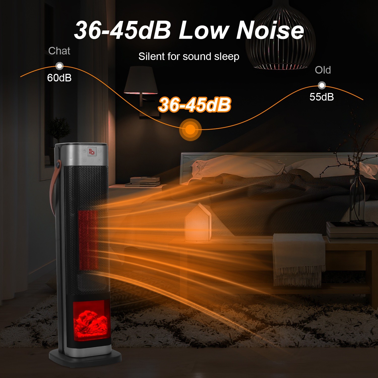 Space Heater 90°Oscillating 1500W Electric Ceramic Tower Heater w/Remote Control