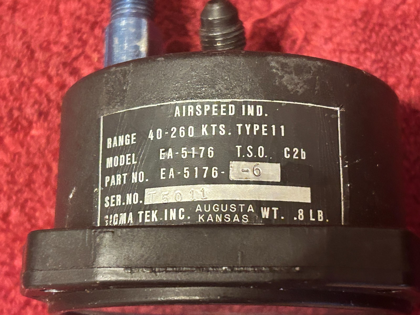 SIGMA TEK EA-5176 AIRSPEED INDICATOR P/N EA-5176-6