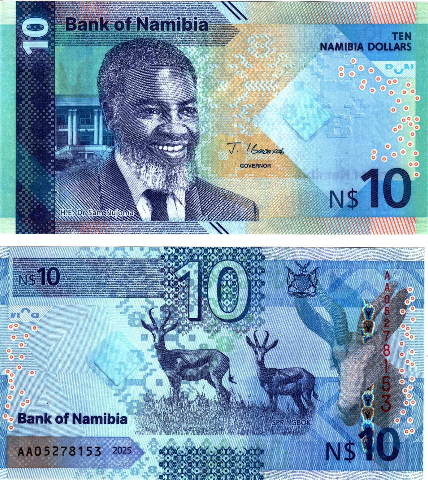 2025 Namibia Banknote P20 10 Dollars UNC      New Design