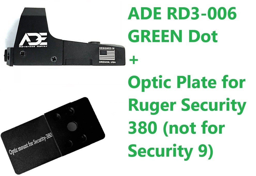 Ade RD3-006 GREEN Dot Reflex Sight + RUGER Security 380 pistol Optic Mount Plate