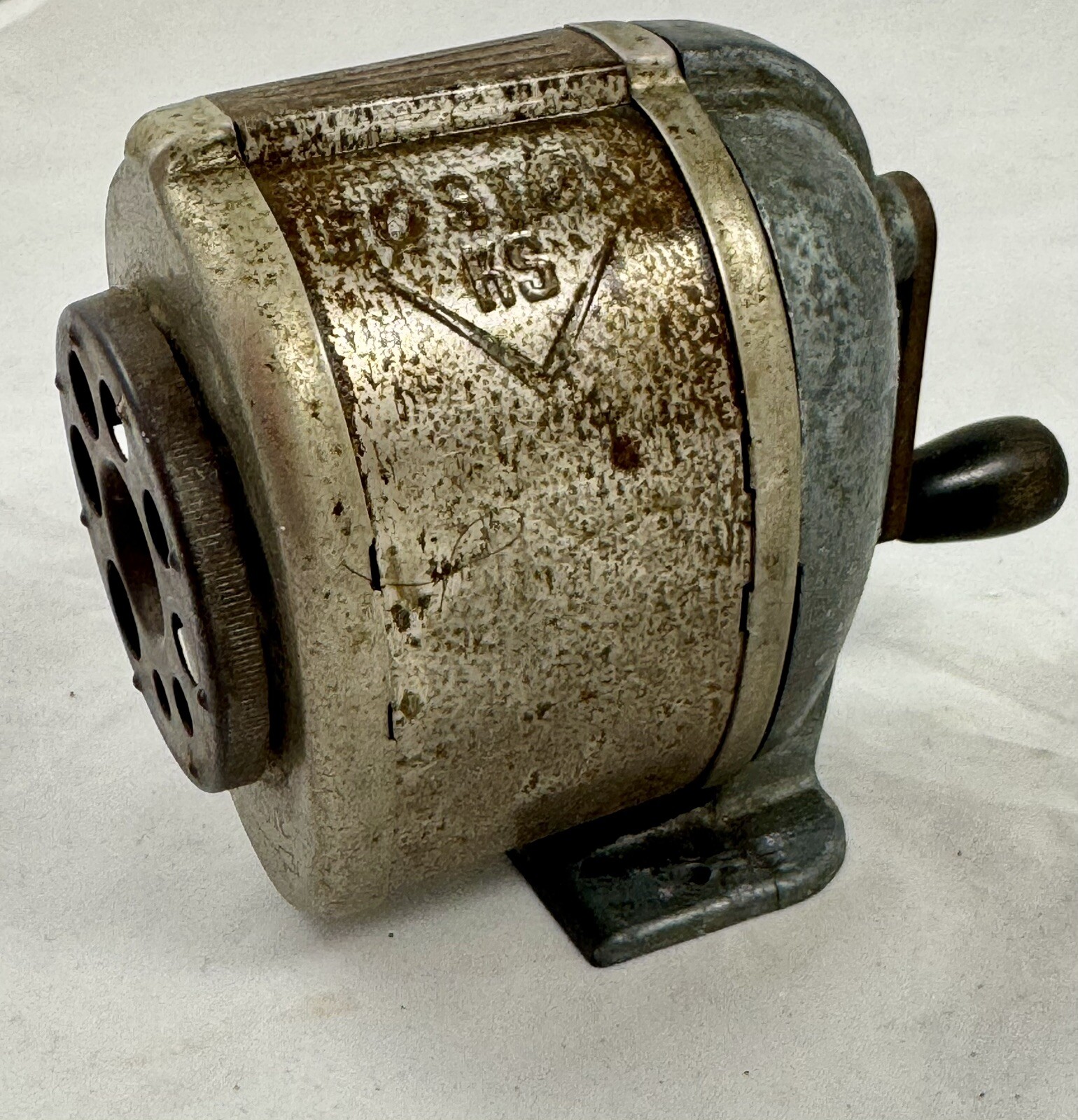 Vintage Boston KS Manual Pencil Sharpener 8 Holes Hand Crank
