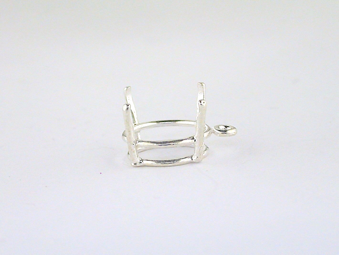 Round 4 Prong Wire Mount Dangle Setting Sterling Silver