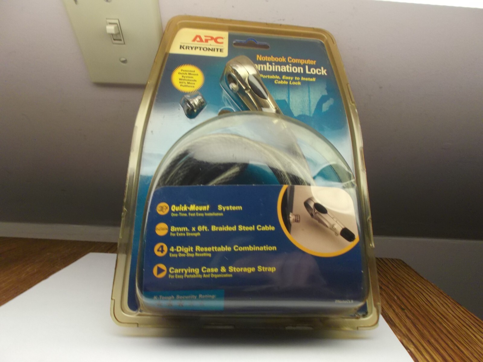 NEW SEALED APC KRYPTONITE NOTEBOOK COMPUTER COMBINATION CABLE LOCK