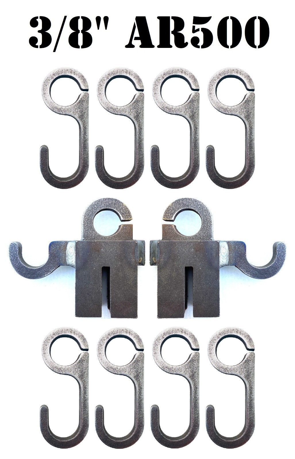 3/8” AR500 Steel Shooting Target T-Post Pipe Stand 1" Pipe - 2 Mounts / 8 Hooks