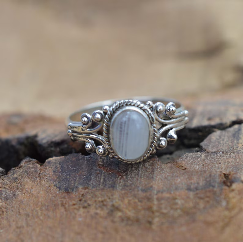 Rainbow Moonstone Ring 925 Sterling silver Band & Statement Handmade All Size