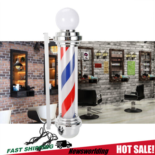 33" Barber Shop Rotating Pole Light - Bright Red, White & Blue Sign