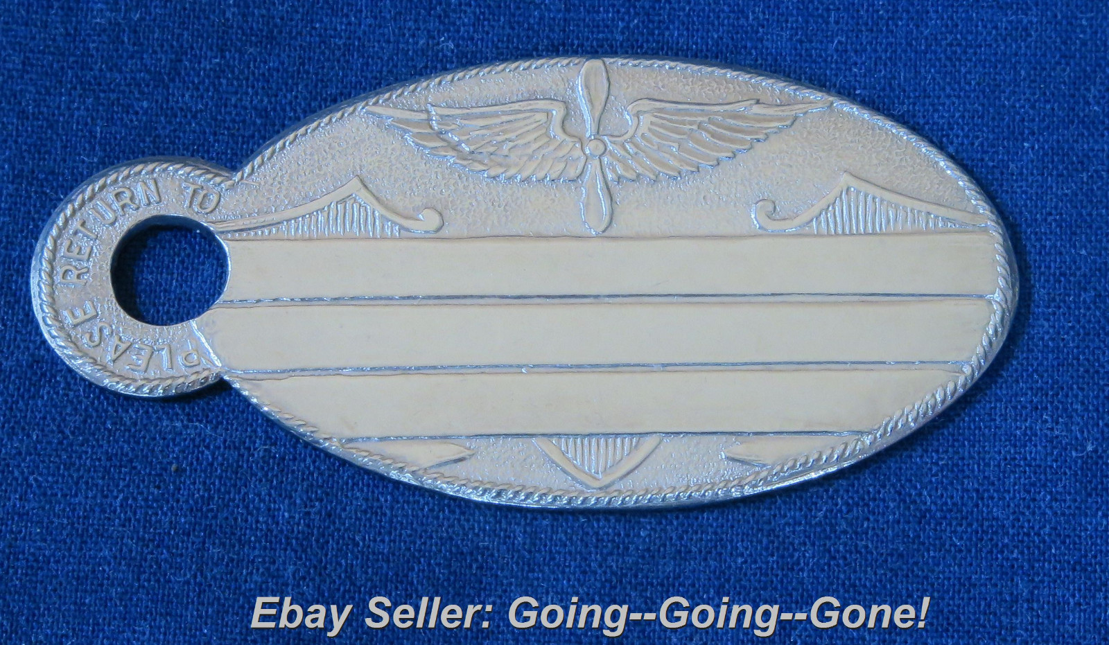 RARE WWI US ARMY AIR SERVICE PROPS & WINGS KEYCHAIN FOB ID TAG TRUNK TAG DOG TAG