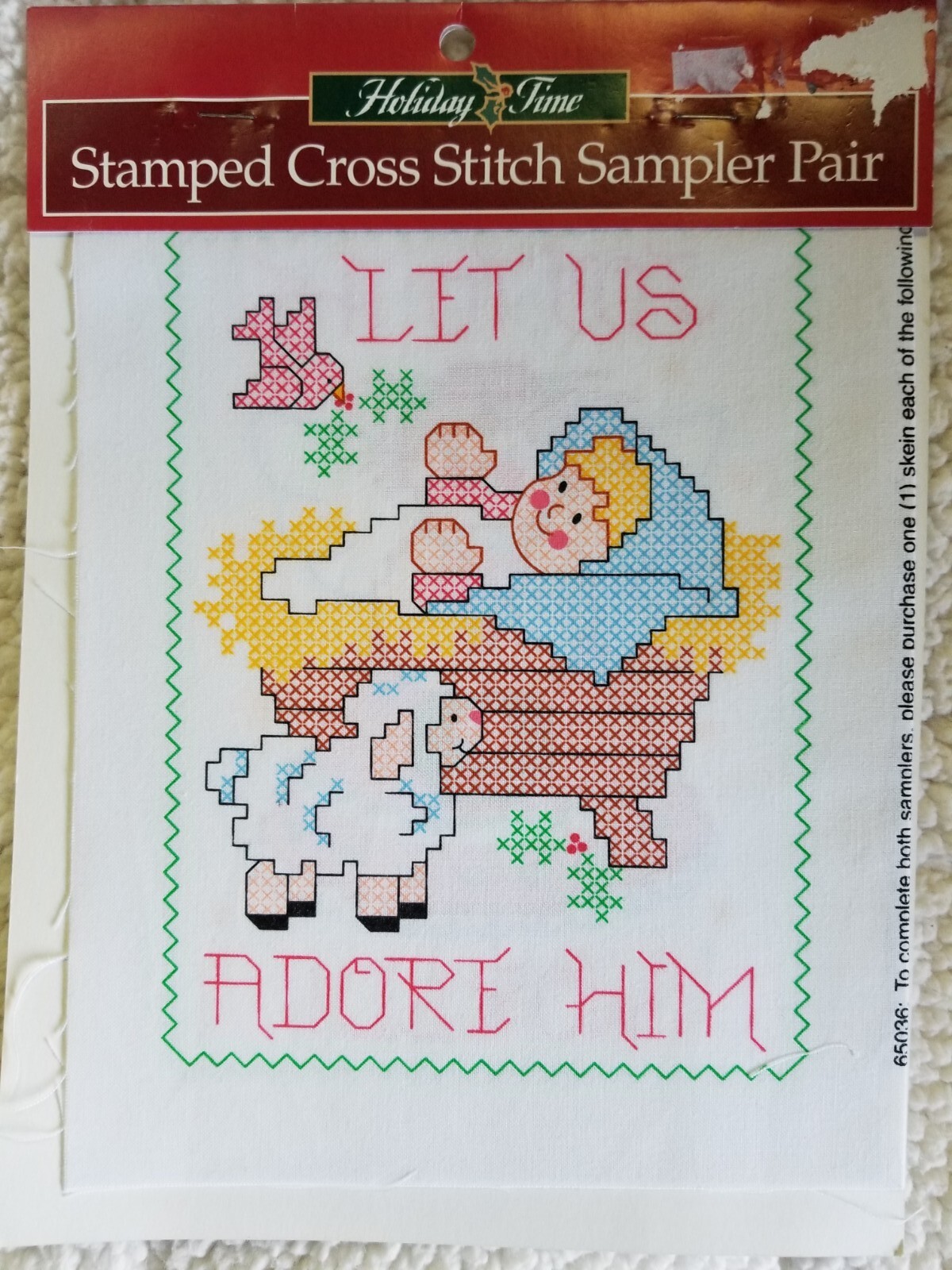 Holiday Time "Baby Jesus/Angel" Stamped Linen Pair Size Each Approx 7" x 9"