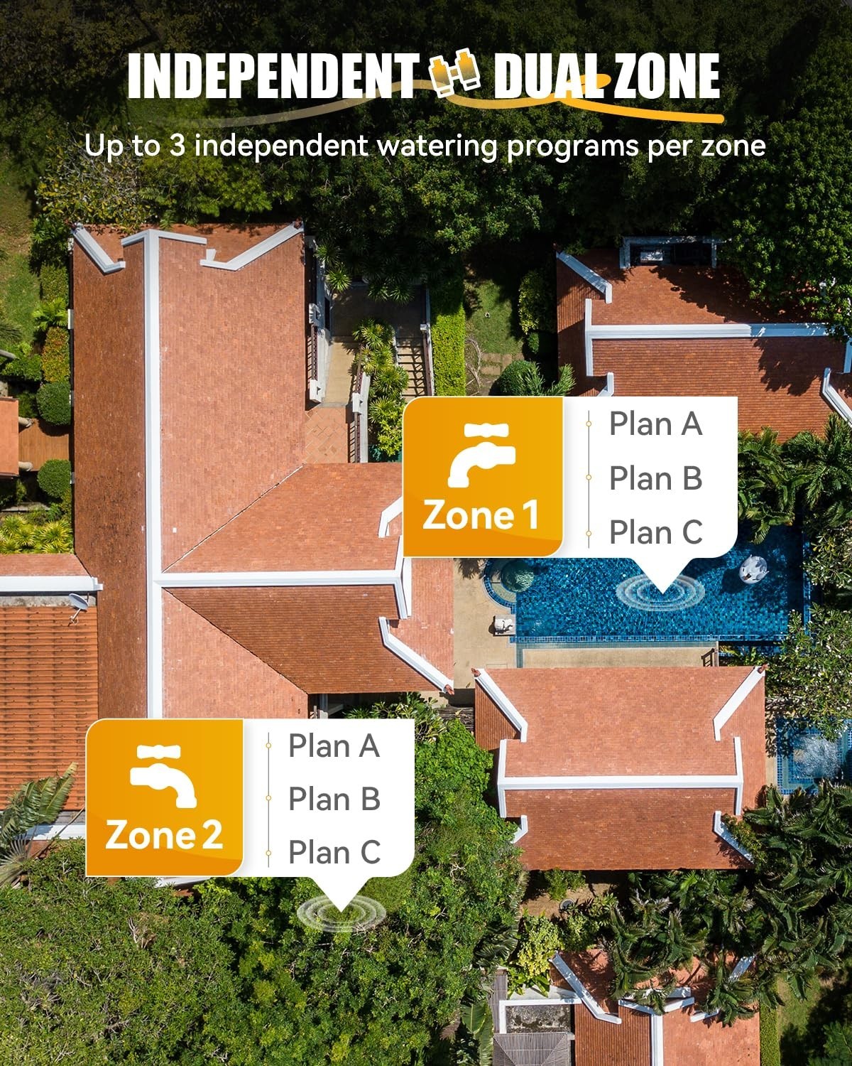 RAINPOINT 2-ZONE WIFI WATER TIMER WITH BRASS INLET & OUTLET, WIFI HUB SOCKET