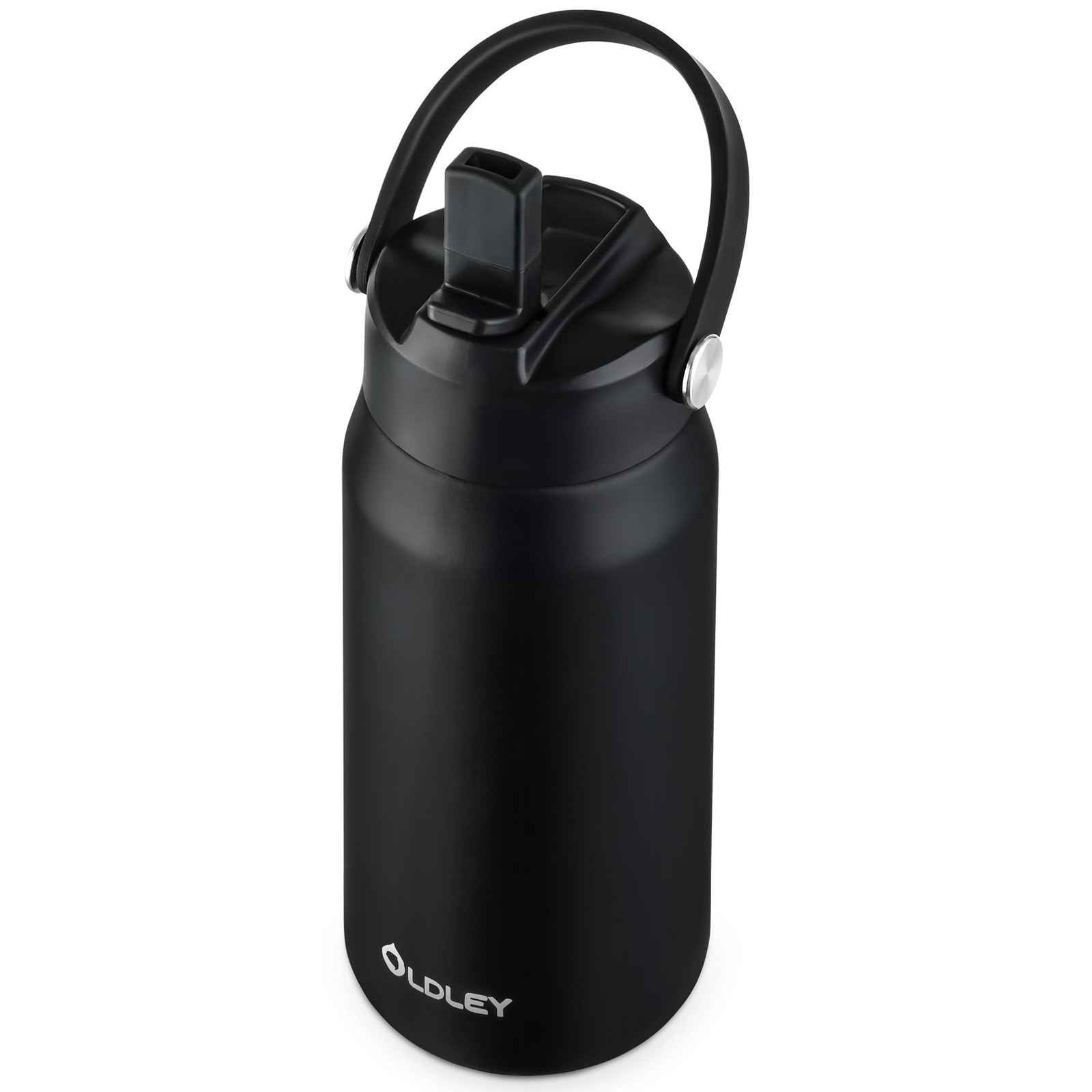 Black Kids Water Bottle 18oz Insulated Stainless Steel Wide Straw Leakproof