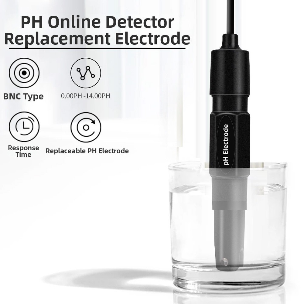 Water Testing Electrode 201H Acid Base Sensor with BNC Connector and 0-14 Range