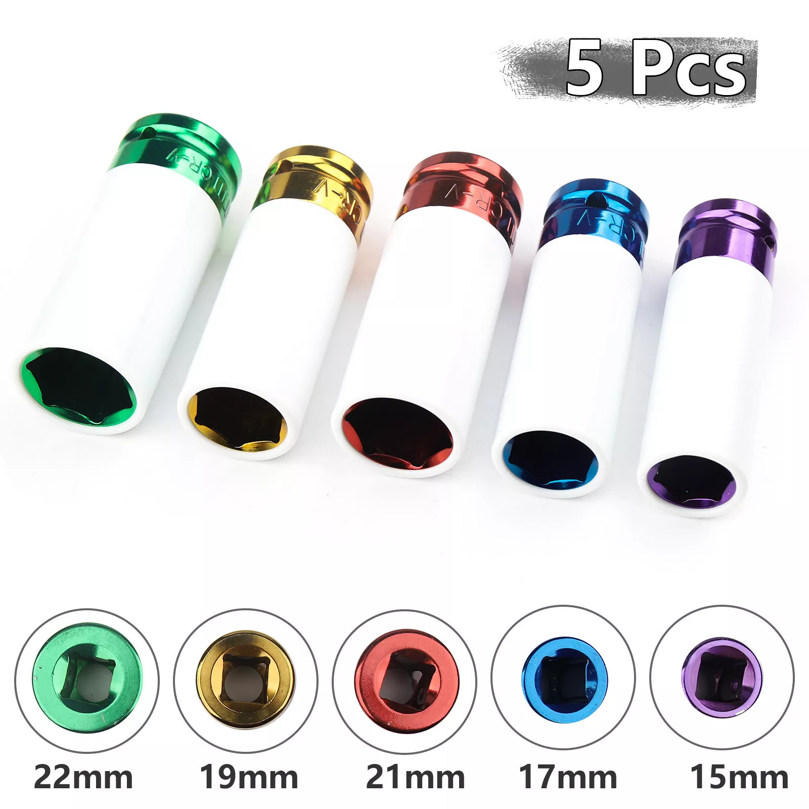 1/2" Drive Lug Nut Impact Socket Set Thin Wall Deep Wheel Protector Tool 5-Piece