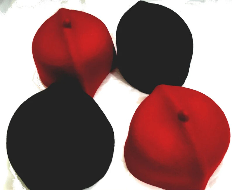 Traditional Igbo Wool Red Hat Cap . Black, Red  or Embelished Hat Isiagu Hat.