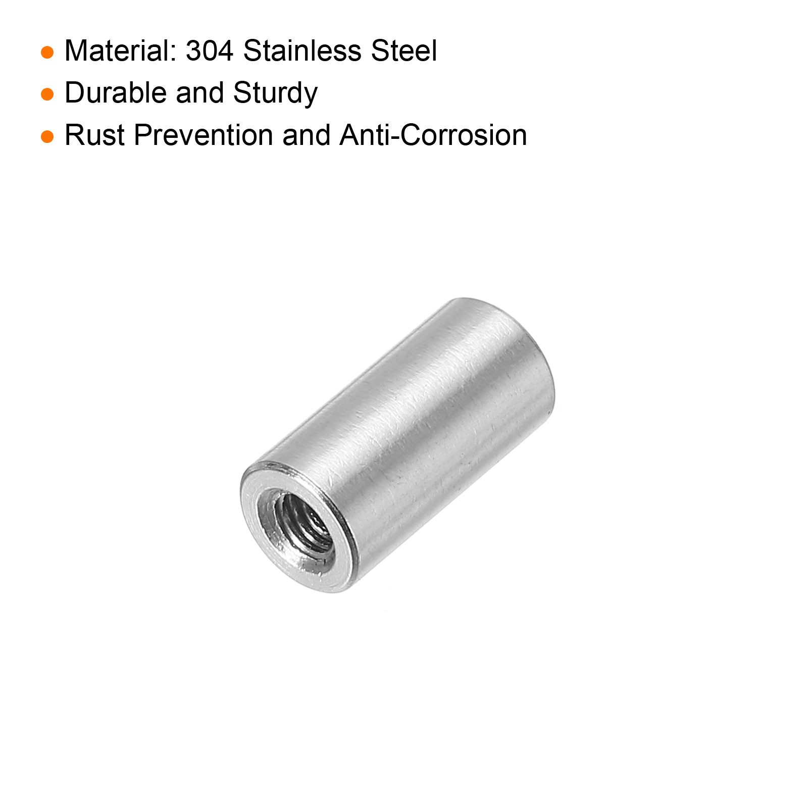 10Pcs Round Connector Nuts, M3x12x6mm Coupling Nut Sleeve Rod Bar Stud Nut