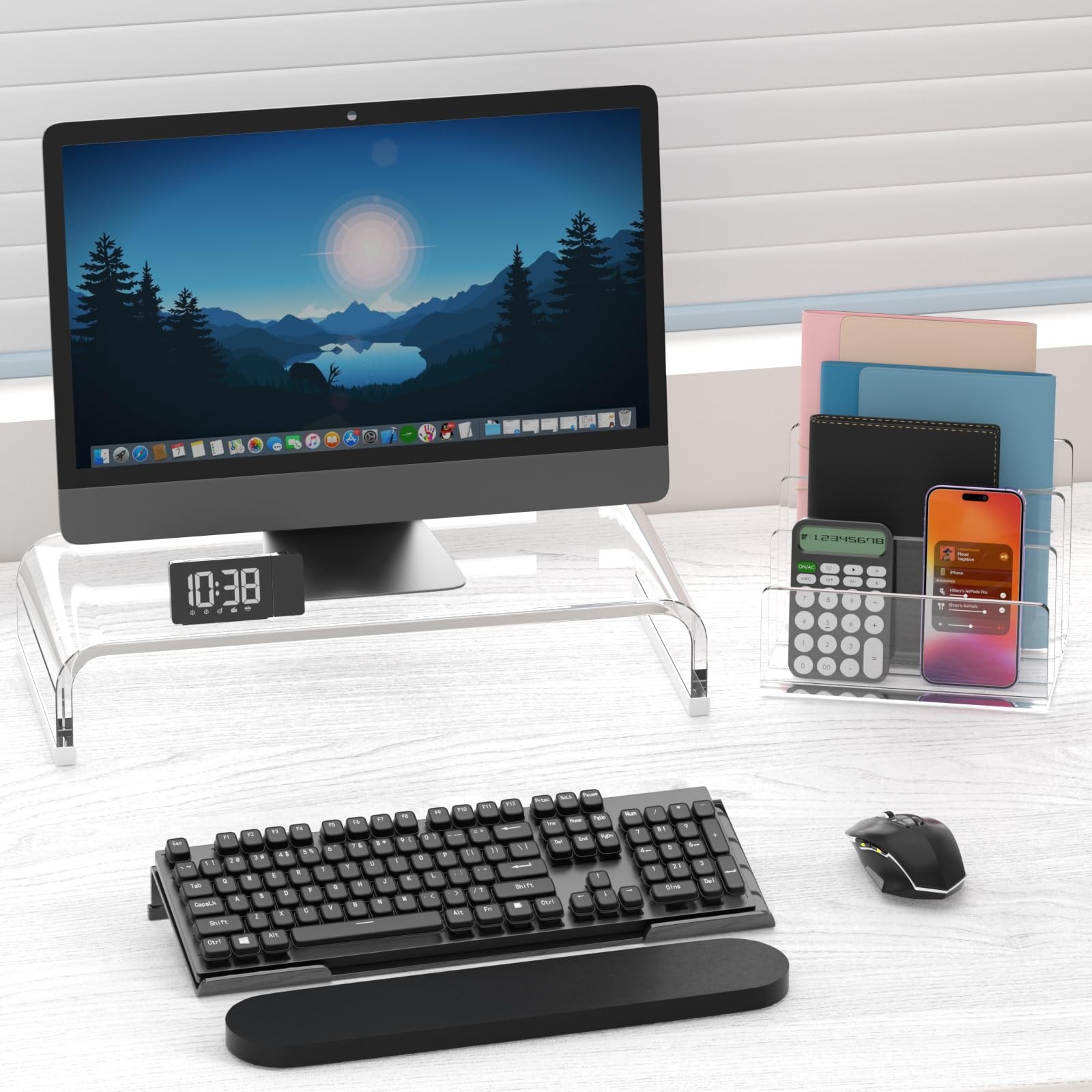 Ergonomic Computer Keyboard Stand Tilt PC Riser Acrylic Tray Holder Black