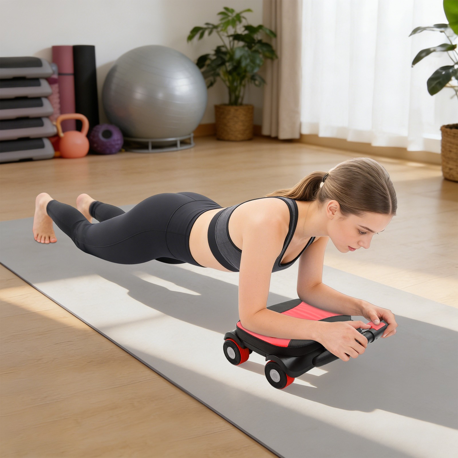 330lbs 4 Wheel Ab Roller with Elbow Support, Core Slider for Home Gym Ab Workout
