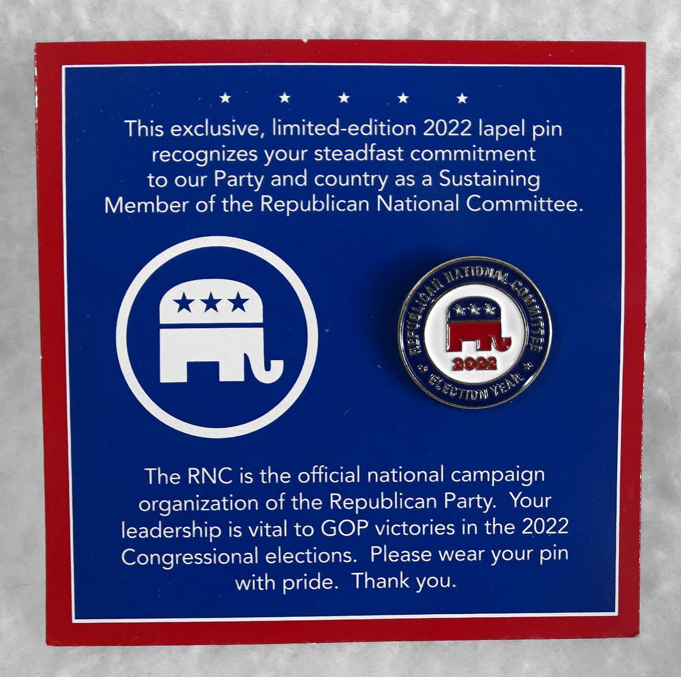 NEW Collector Pin 2002 RNC Election Year NATIONAL REPUBLICAN COMMITTEE