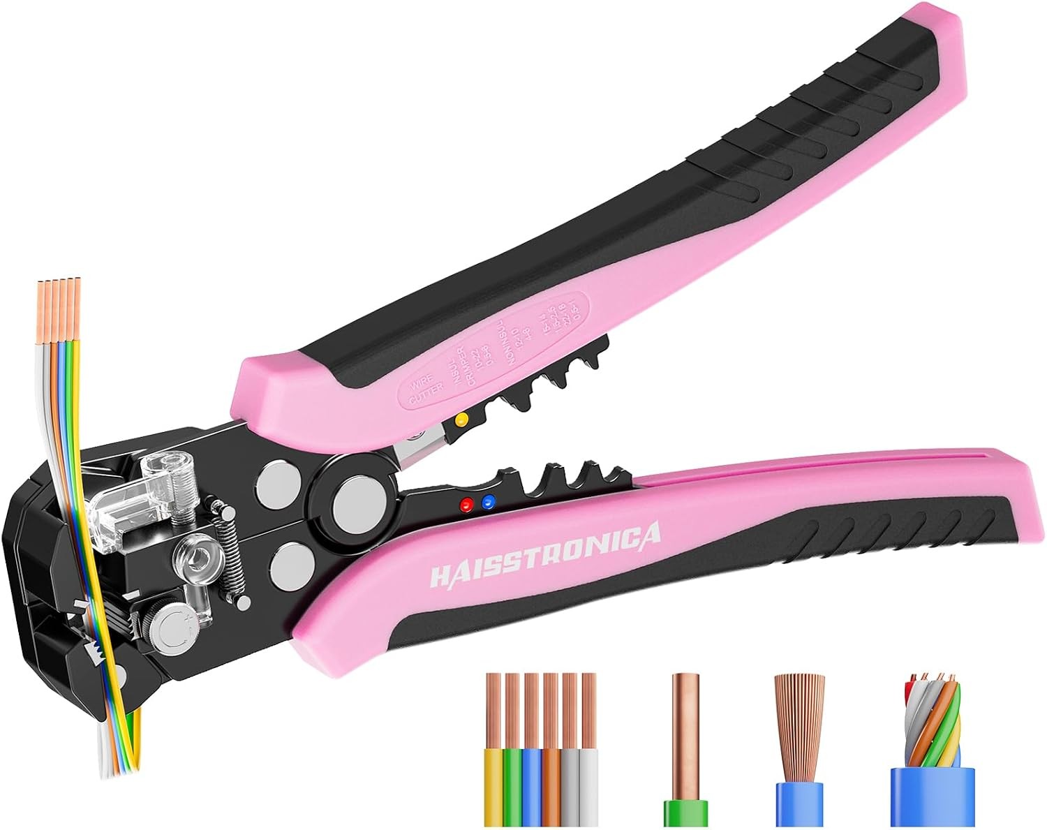 Self-Adjusting Wire Stripper, Pink 3 In 1 Stripper/Cutter/Crimping Heavy Duty Au