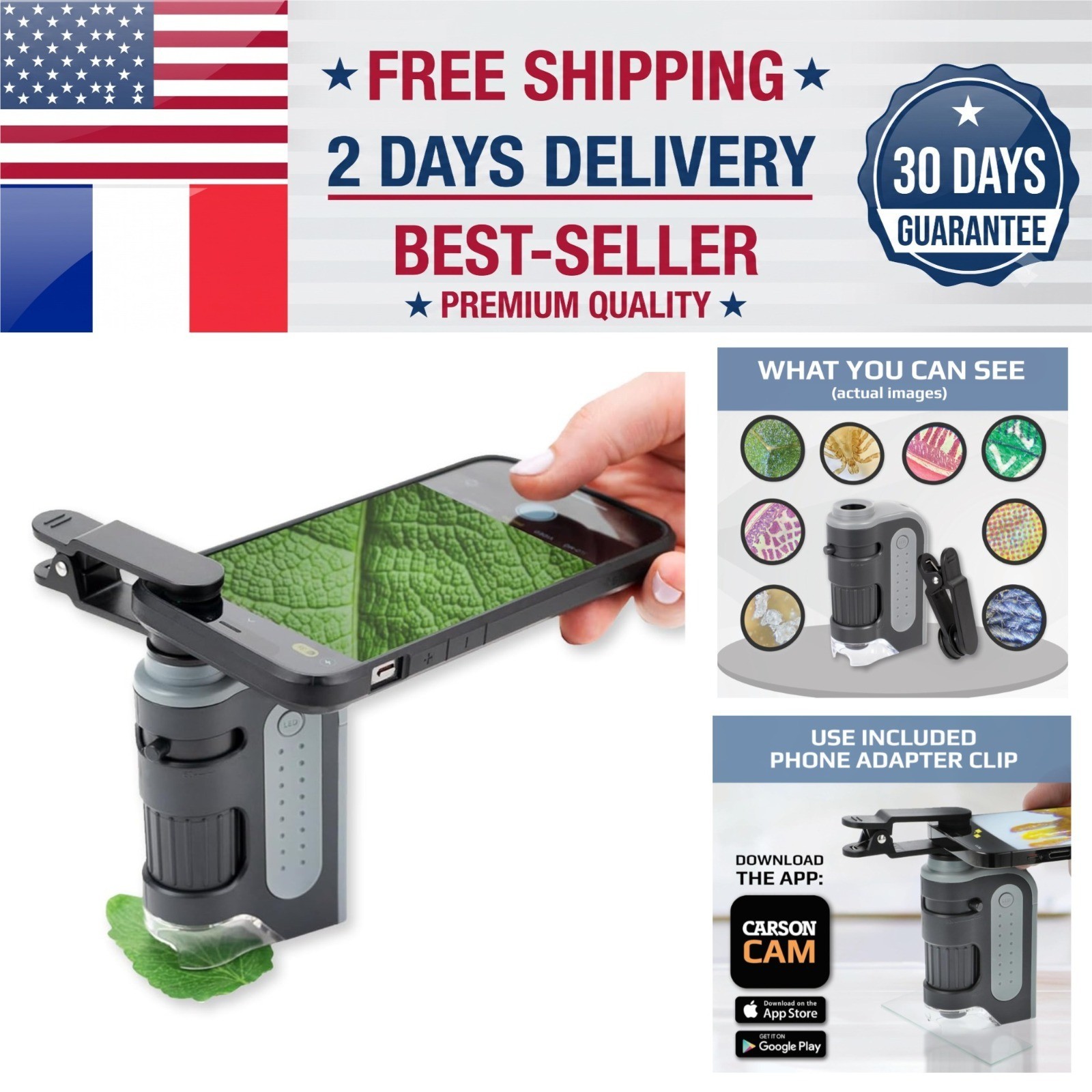 Carson MicroBrite Portable Digital Pocket Microscope 60x-120x Zoom