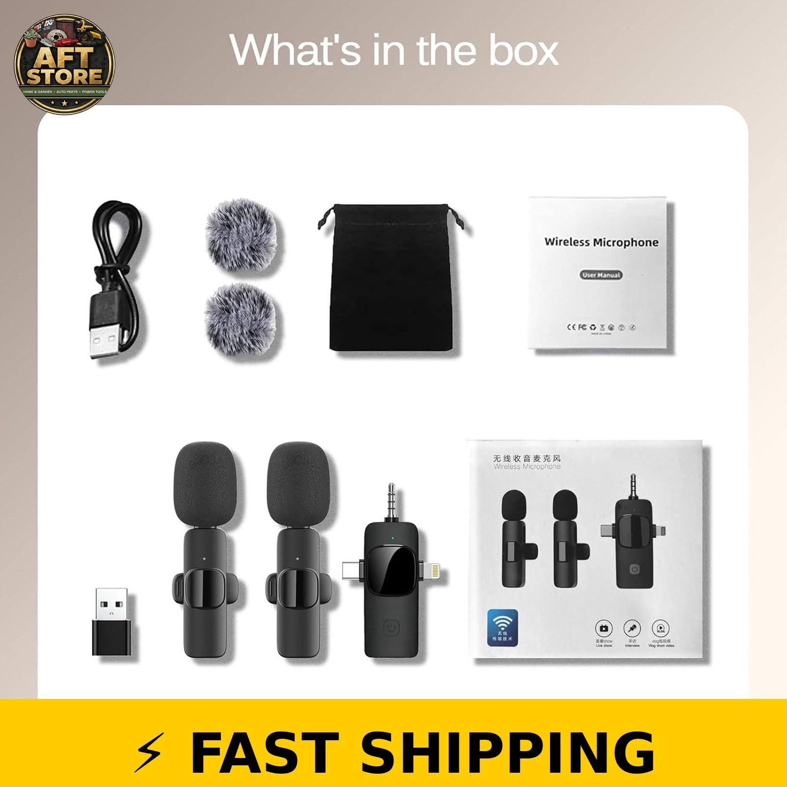 Wireless Lavalier Microphone for iPhone/iPad - Noise Reduction