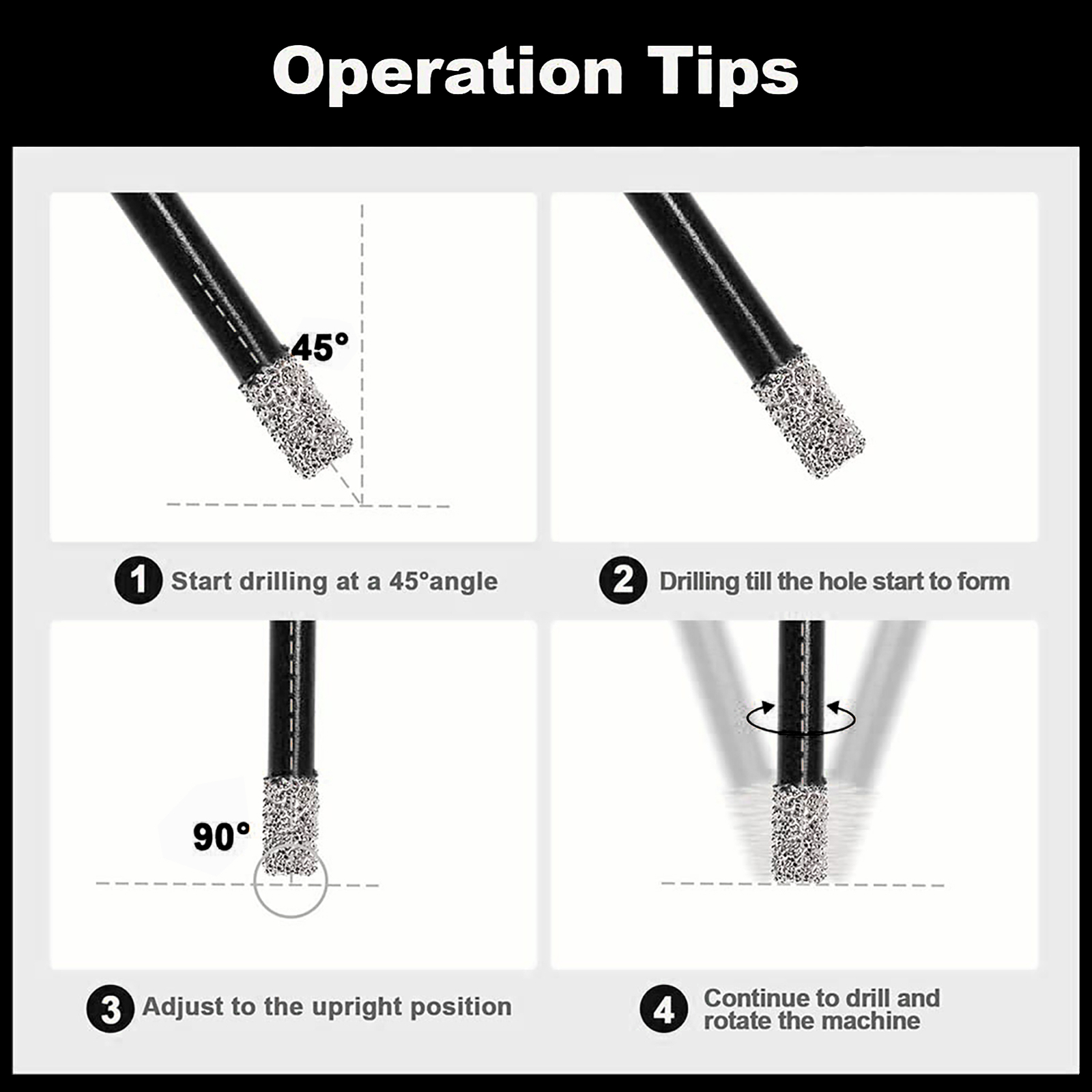 Diamond Core Drill Bits Set Tile Hole Saw Kit Ceramic Porcelain Marble Masonry