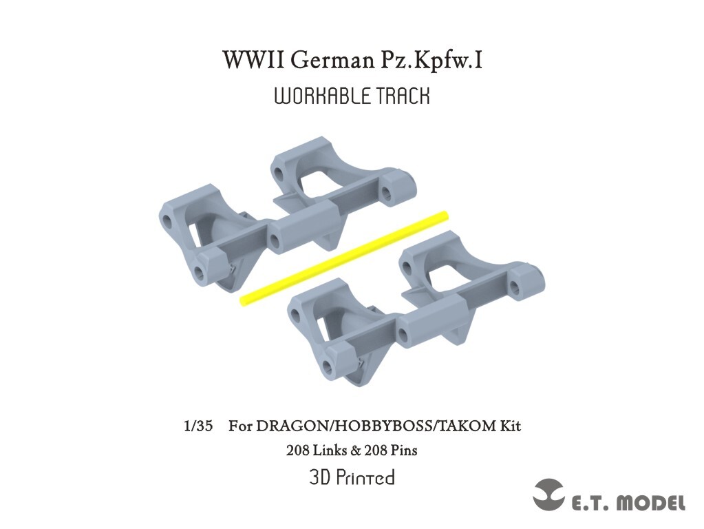 ETmodel  1:35 P35-400 WWII German Pz.Kpfw.I Workable Track(3D Printed)