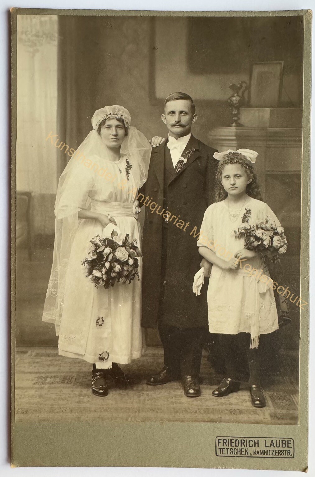 orig. KAB photo photo photo picture old fashion around 1890 Tetschen wedding couple