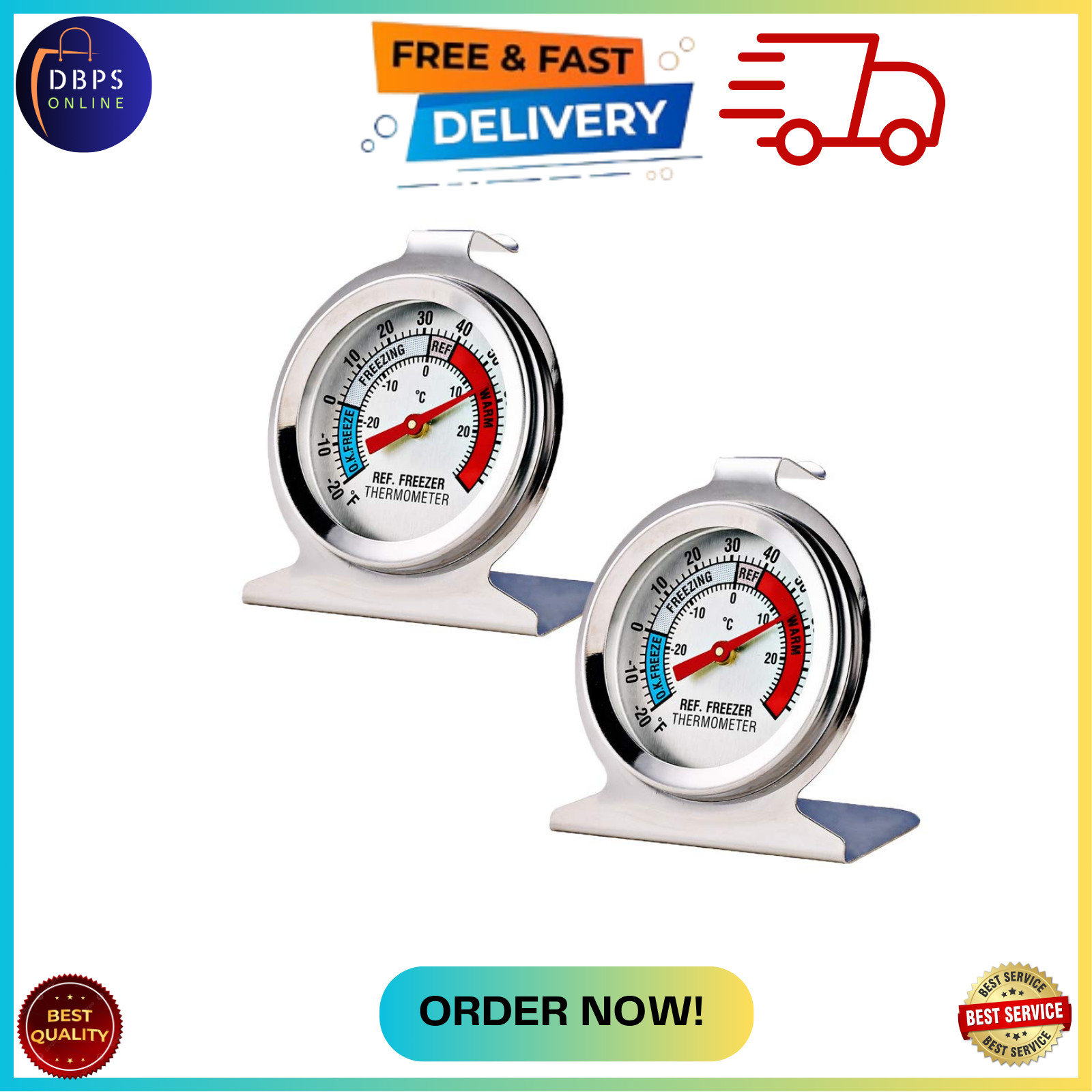 2 Pack Refrigerator Freezer Thermometer Large Dial Thermometer